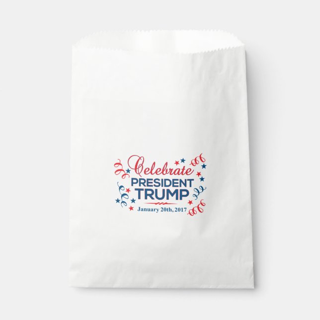 Custom White Favor Bag - Celebrate President Trump (Front)