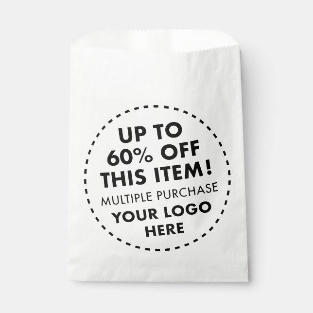 Custom White Favor Bags 60% OFF Bulk Buy Discount (Front)