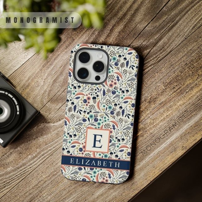 Custom White Floral Blue Peach Flowers iPhone Case (Custom White Floral Blue Peach Flowers iPhone Case)