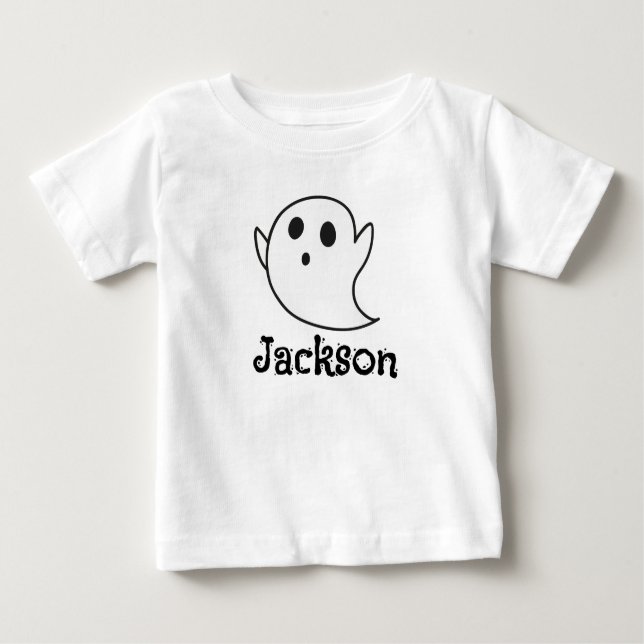 Custom White Ghost Halloween T-Shirt for Toddlers  (Front)