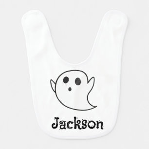 Custom White Ghost Halloween T-Shirt for Toddlers  Baby Bib