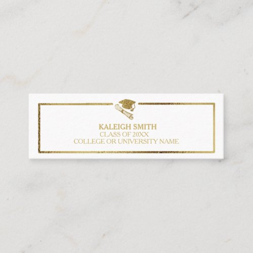 Custom White Gold Graduation Insert Name Card