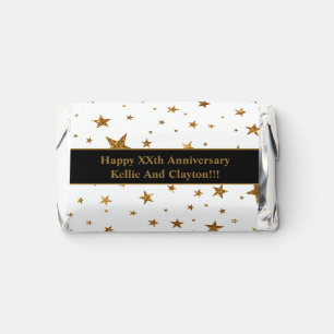 Custom White/Gold Stars With Message Anniversary Hershey's Miniatures