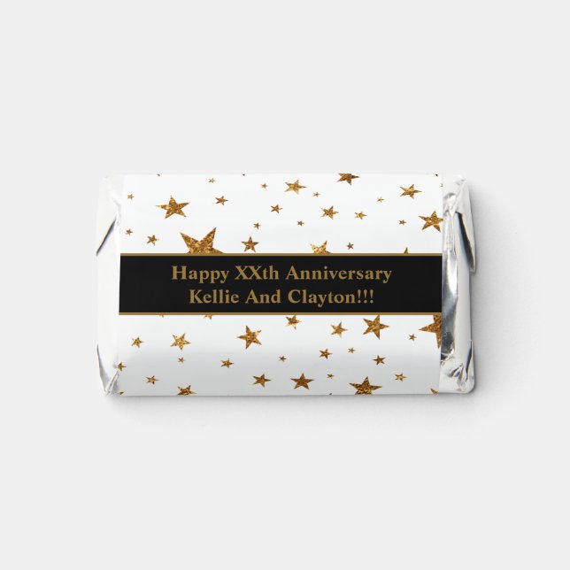 Custom White/Gold Stars With Message Anniversary Hershey's Miniatures (Front)