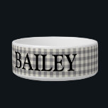 Custom White Gray Gingham Name Large Bowl<br><div class="desc">Looking for a personalized pet bowl? Check out this cute Custom White Gray Gingham Name Large Bowl. Add your pet's name and you are done. Also a great gift for every pet owner out there!</div>