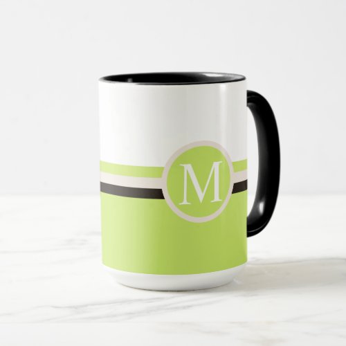 Custom White Green Black Color Block Mug