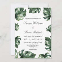 Custom White Green Elegant Palm Leaves Wedding