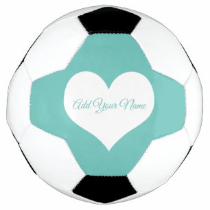 Custom White Heart Add Your Name Soccer Ball