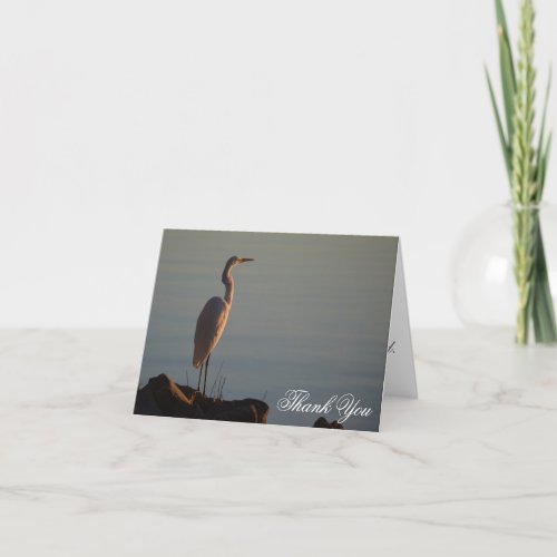 Custom White Heron Sunrise Thank You Card