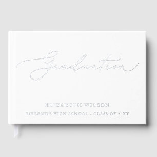 Custom White High School Grad Party Graduation  Foil Guest Book