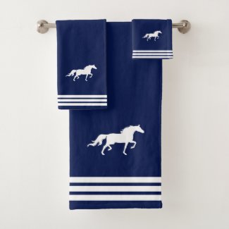 Custom White Horse & Three Stripes on Navy Blue