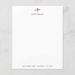 Custom White Hummingbird Stationery Paper