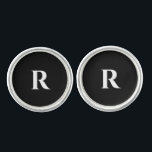 Custom White Initial Groomsmen Wedding Black Cufflinks<br><div class="desc">Custom Masculine Font White Initial on black background Cufflinks.  Wedding.  Simple.</div>