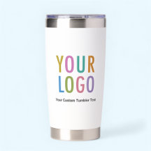 Custom White Insulated Tumbler with Business Logo
