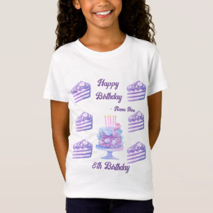 Custom White Kids Girls Text Birthday Fine Jersey T-Shirt