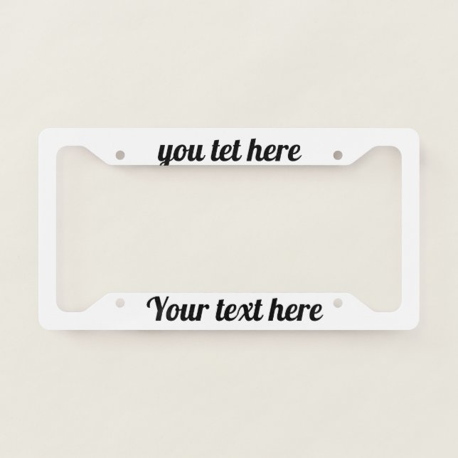Custom White License Plate Frame  (Front)