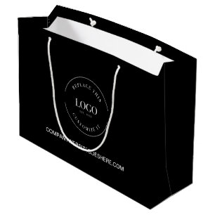 Custom white Logo on black Business website Large Gift Bag