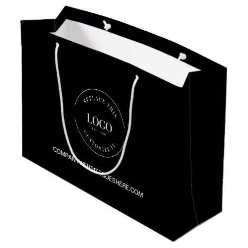 Custom white Logo on black Business website  Large Gift Bag