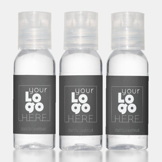 Custom White Logo on Grey 12x 1oz Travel Bottles Hand Sanitizer (Set)