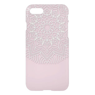 Custom white Mandala pattern on clear phone case