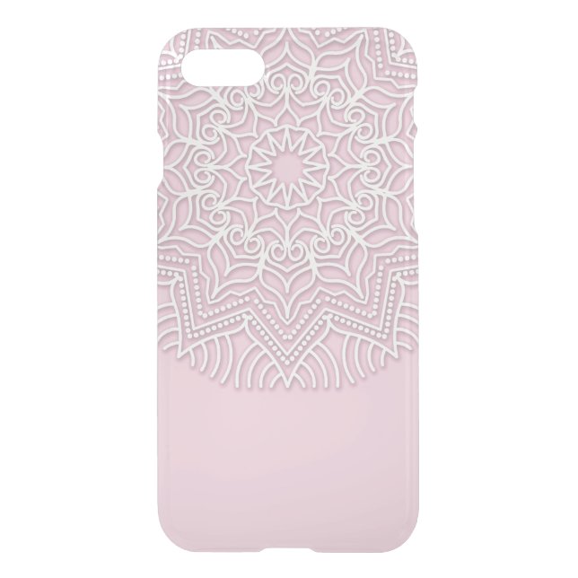 Custom white Mandala pattern on clear phone case (Back)