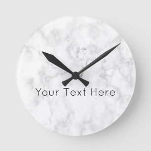 Custom White marble Acrylic Small Round Clock