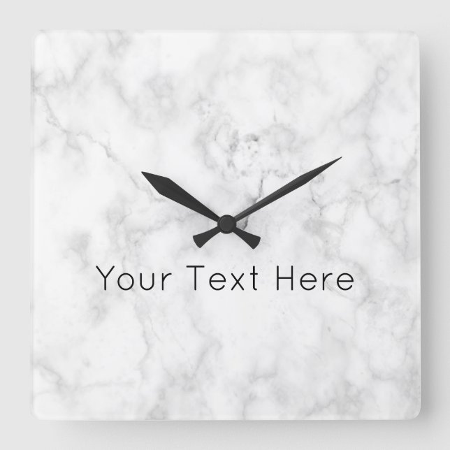 Custom White marble Acrylic Square Clock (Front)
