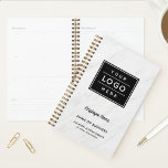 Custom White Marble Business Logo Employee Name Planner<br><div class="desc">Add a professional look to your workspace with a custom company branded spiral business planner featuring a large space for your business logo with modern custom text that can be personalized with the name of the employee or business owner, business name, location, slogan, website, or other info. Makes a great...</div>