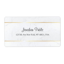 Custom White Marble Faux Gold Hand Script Template Label Custom White Marble Faux Gold Hand Script Template Label