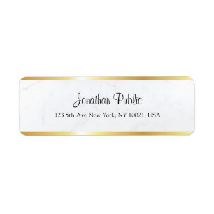 Custom White Marble Faux Gold Handwritten Script Label
