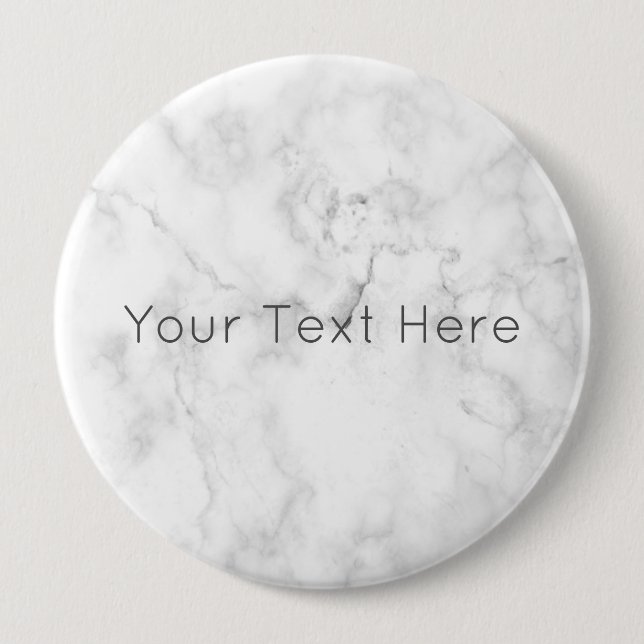Custom White Marble Giant Round Badge Button (Front)