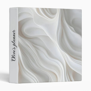 Custom White Marble Minimalist Modern Elegant 3 Ring Binder