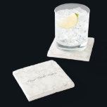 Custom White Marble Stone Coaster<br><div class="desc">This is a classic and stylish white marble personalised stone coaster.
Just click "Customize" to change the font style,  color and text.
A perfect choice for a stylish sophisticated look. ----- Personalize it with your name and text!</div>