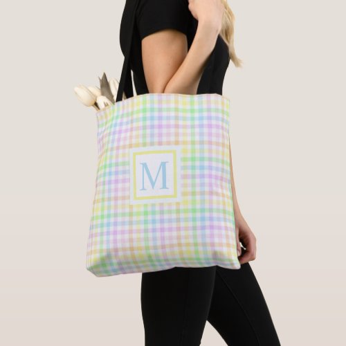 Custom White Multicolor Checkered Pattern Tote Bag