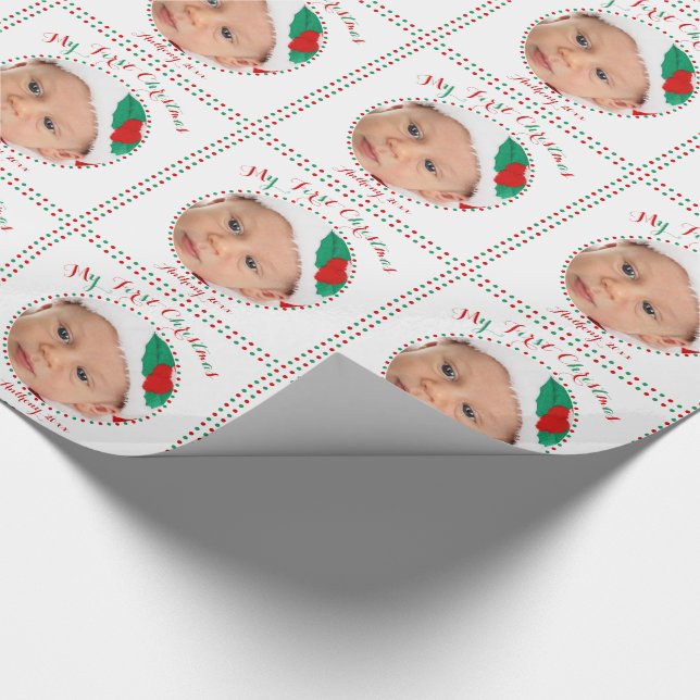 Custom White My First Christmas Wrapping Paper (Corner)