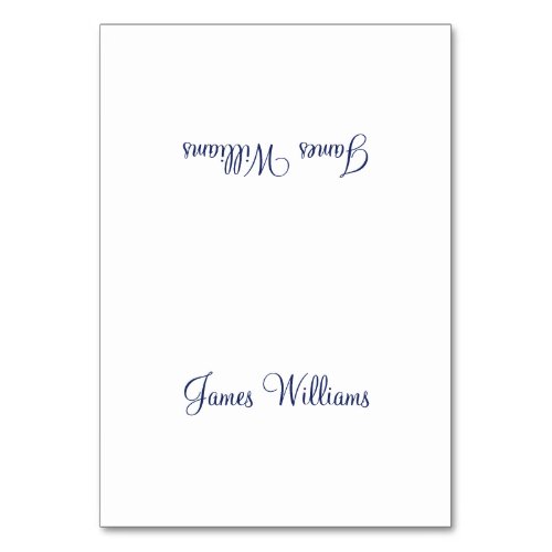 Custom White Navy Blue Simple Place Setting Cards
