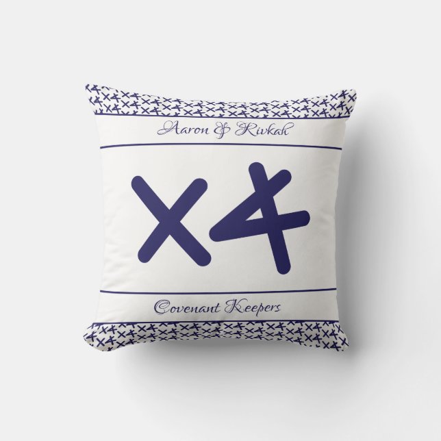 Custom White Navy Name Quote Wedding Keepsake  Throw Pillow (Front)