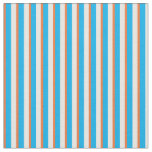 Custom White Orange Sky Blue Striped Fabric