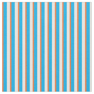 Custom White Orange Sky Blue Striped Fabric
