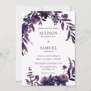 Custom White Orchid Violet Purple  Wedding Invitation