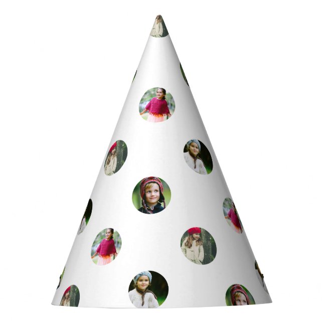 Custom White Photo Dot Accessory Party Hat (Front)