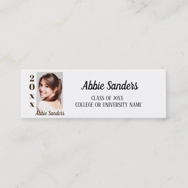 Custom White Photo Graduation Insert Name Card (Front)