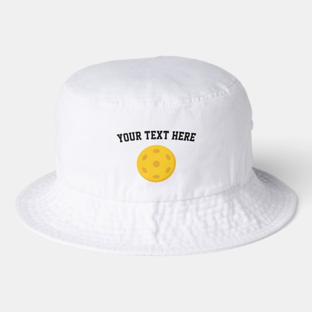 Custom White Pickleball Player Team Pickleballer Bucket Hat (Front)