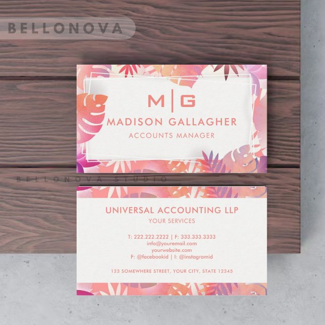 Custom White Pink Aesthetic Floral Professional Business Card (Custom White Pink Aesthetic Floral Professional Business Card)