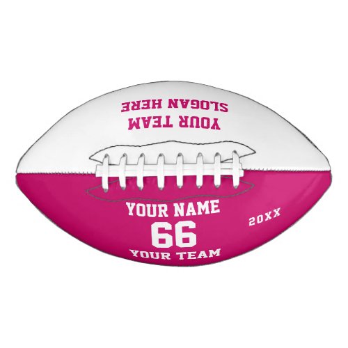 Custom white pink Football with Name Number Team