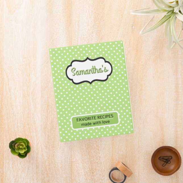 Custom White Polka Dots On Light Lime Green Mini Binder (InSitu)