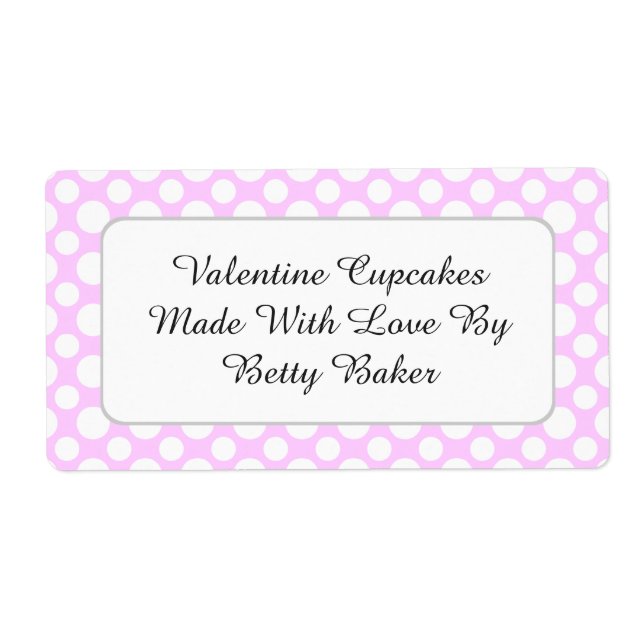 Custom White Polka Dots on Pink Baking Label (Front)