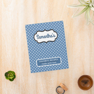 Custom White Polka Dots On Pretty Cyan Blue Mini Binder