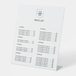 Custom White Price List | Modern Business  Pedestal Sign