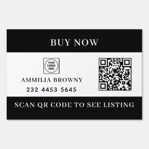 Custom White QR Code   Modern Minimalist Design Sign
